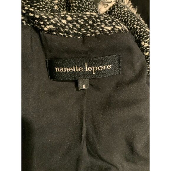 Nanette Lepore Black & White Tweed Jacket W/ Fringe Trim, Size 0 (US) - Picture 9 of 9